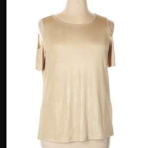 Calvin Klein Beige Shimmer Cold Shoulder Top 0X